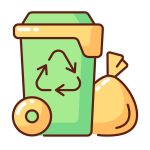 Residential waste collection RGB color icon. Garbage pickup from home. Household waste. Residential services. Disposing municipal solid refuse and recyclables. Isolated vector illustration